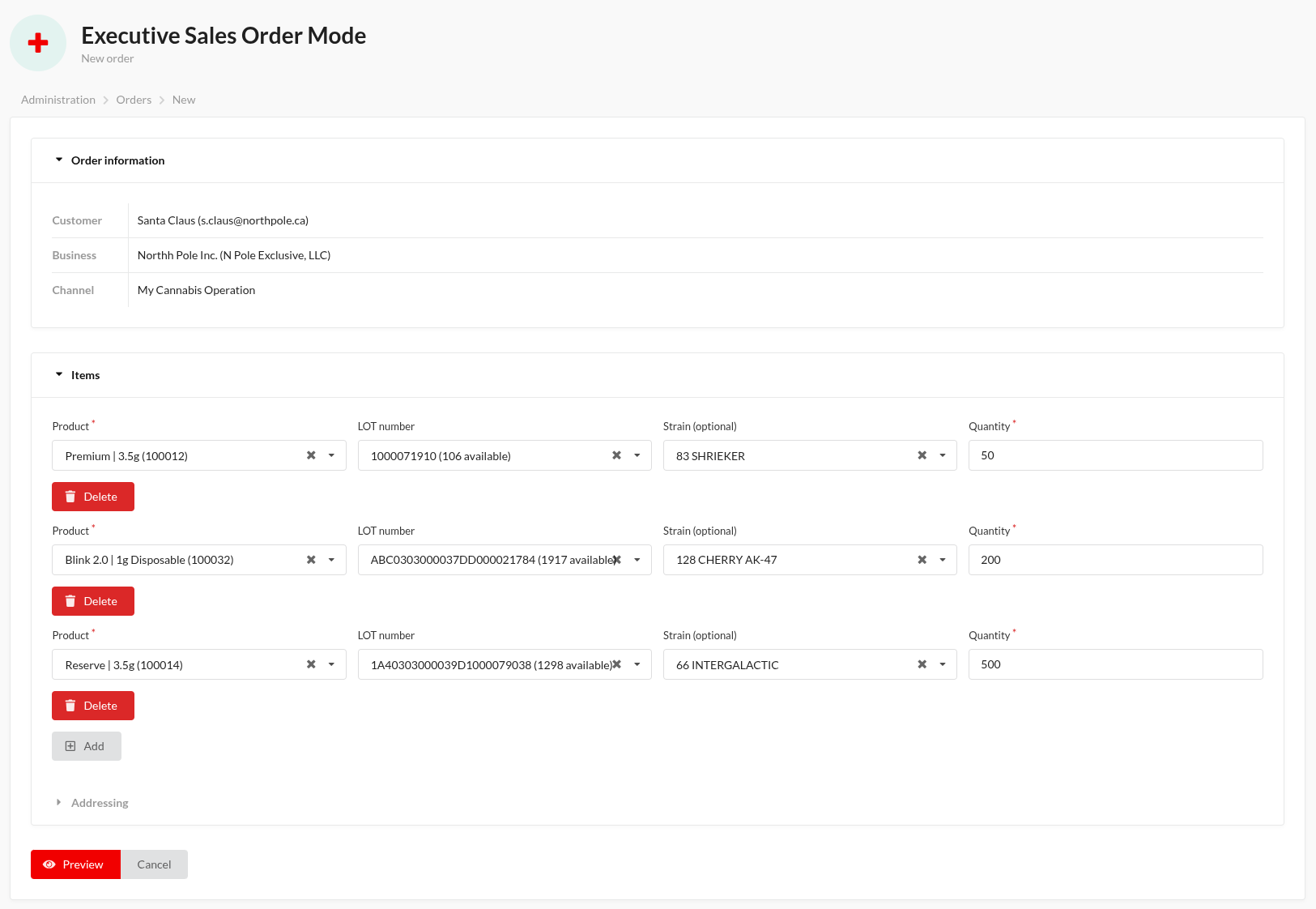 Executive Sales Orders